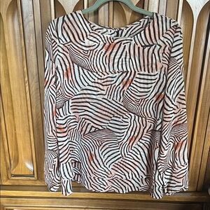 Anne Klein Black Pink Cream Layered Zebra Print Blouse